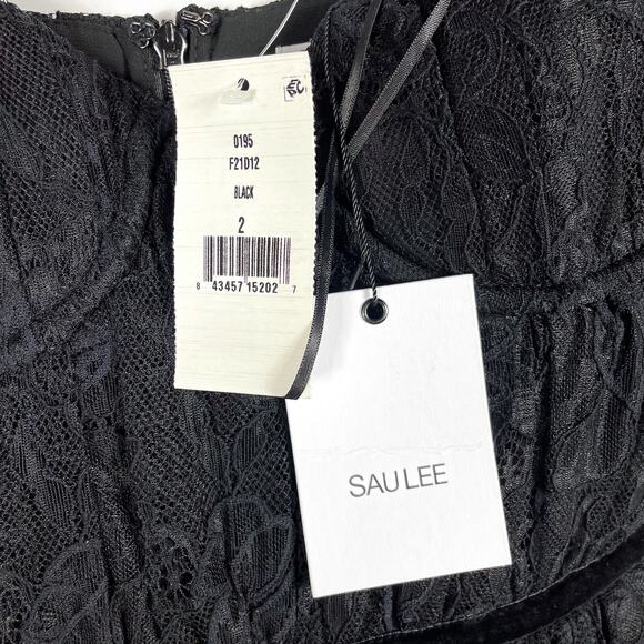 SAU LEE Selena‎ Lace Dress Black Sleeveless Bustier Maxi Cocktail Sz 2 - Picture 10 of 14